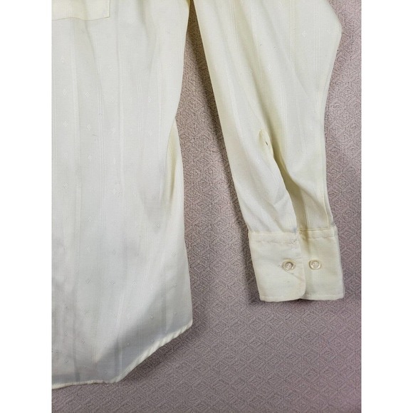 VTG Montgomery Ward Shirt Mens 16 Ivory Long Sleeve Button Up Collar Dress Shirt - Picture 3 of 9